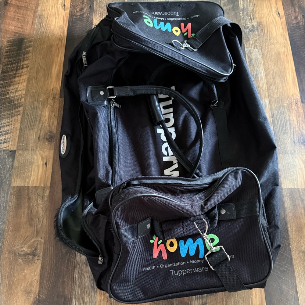 Tupperware Black Duffel Bag with Multicolor 'home' Logo